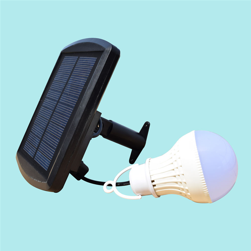 Solar-powered self-charging LED camping bulb lamp
