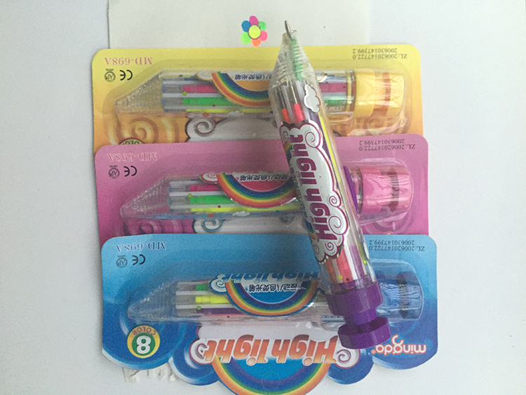 Minda 8-Color Press Highlighter Dazzling Multicolor 8-In-1 Color Diary Pen Focus Marker Application Scenario