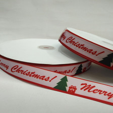 8分2.5公分罗纹圣诞系列热转印带织带发饰包装辅料