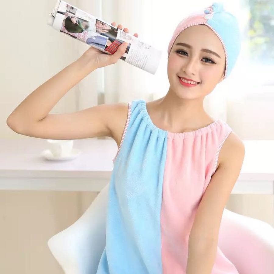 260g ultra-dense fine fiber spliced ice cream color bath skirt set with a hat included