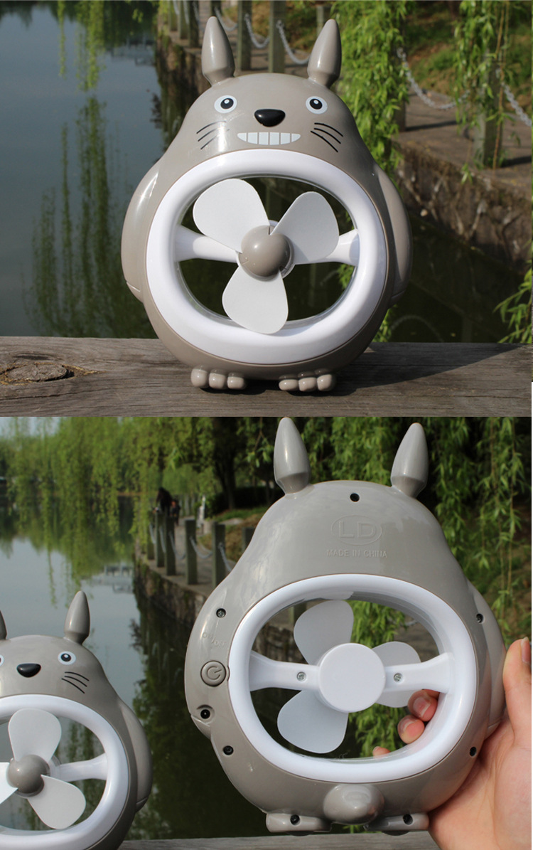 Fashion new cute cartoon Totoro fan stereo dual USB charging fan beautiful do not Specification drawing