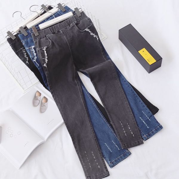 磨边牛仔小脚裤打底裤