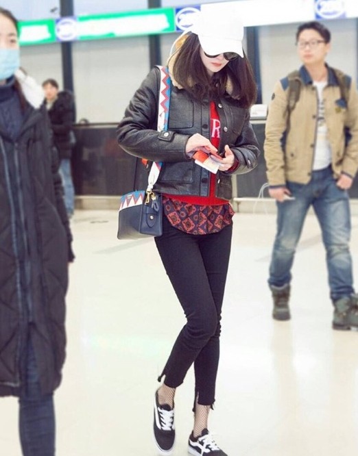 杨幂同款不规则磨边开叉铅笔裤小脚裤牛仔裤显瘦