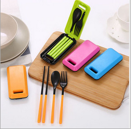 Portable folding chopsticks spoon fork set Students children travel environmentally friendly three kitchen gadgets
