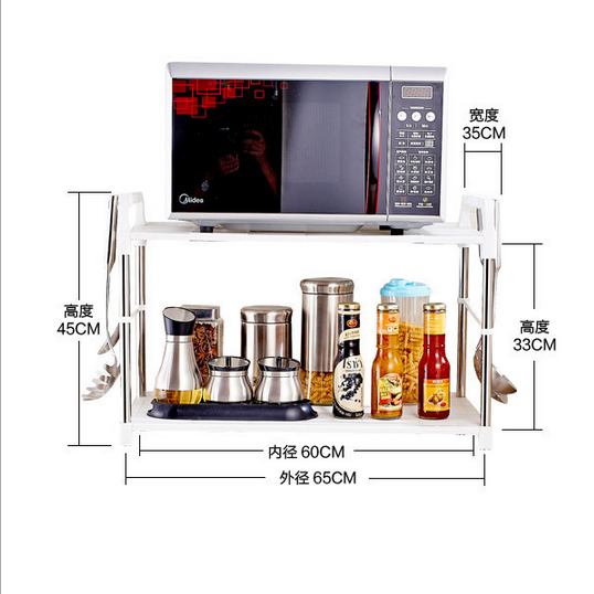 Double-layer new microwave oven rack, stainless steel double-layer kitchen microwave oven rack, oven storage rack, kitchen tools details Picture