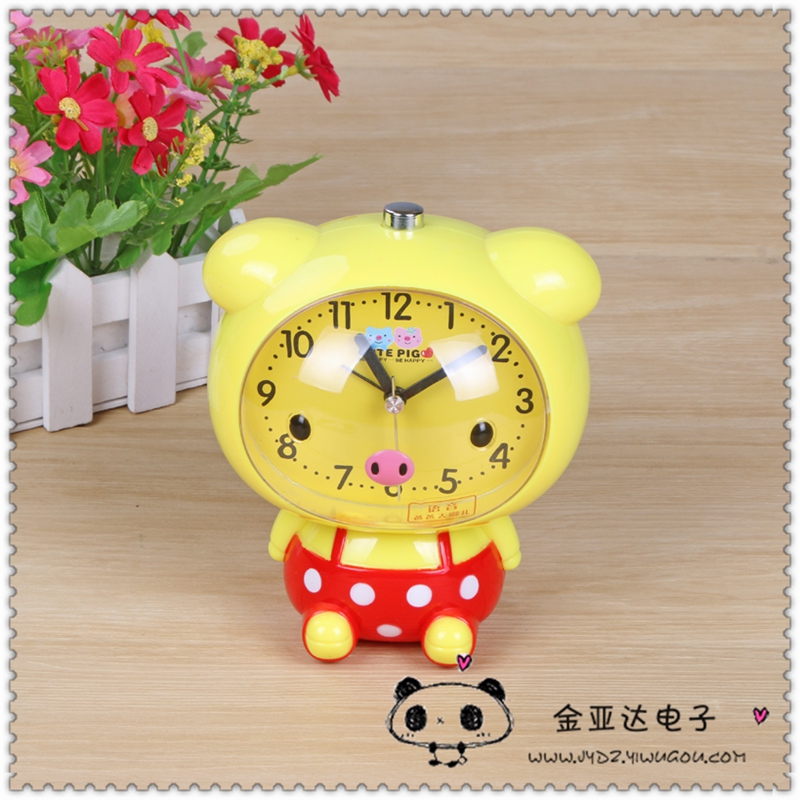 Cartoon cute pig alarm clock, children can talk, student bedroom bedside alarm clock