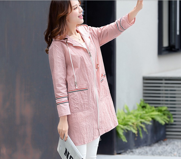 Spring and summer new hooded women's jackets, striped windbreakers and sun-protective clothing Application Scenario