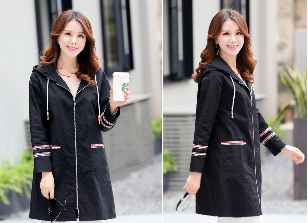 Spring and summer new hooded women's jackets, striped windbreakers and sun-protective clothing Specification image