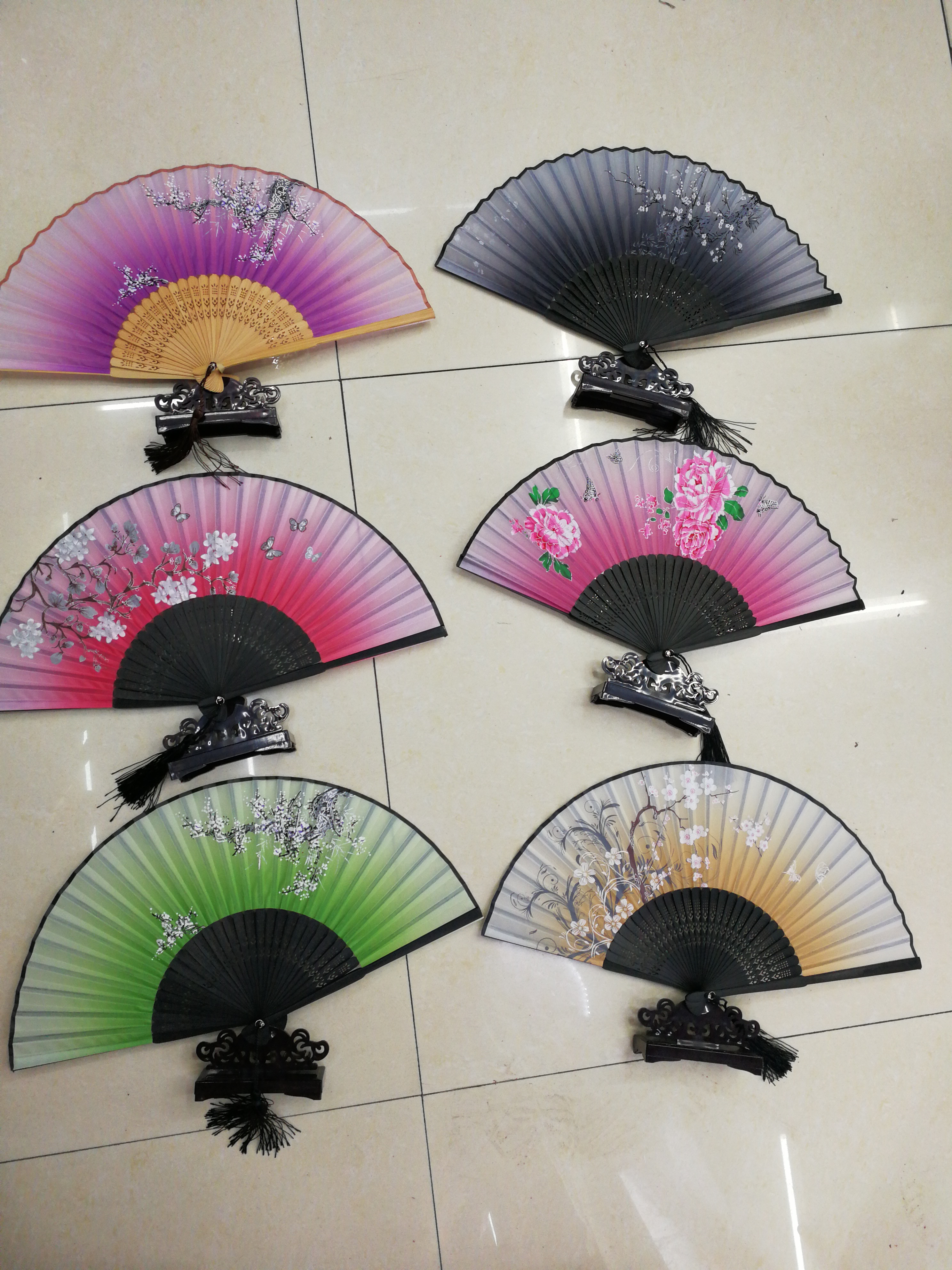 女士扇子，桃花 扇细节图