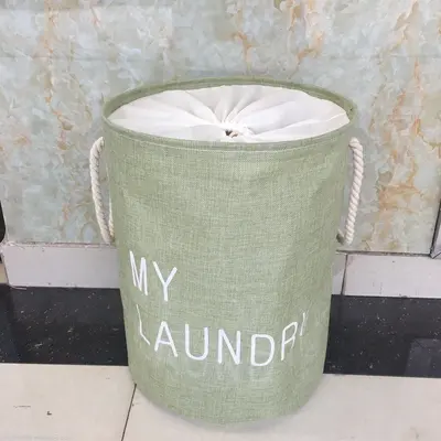 Manufacturers Direct Cotton Hemp Waterproof Bundle Mouth Storage Bucket Dirty Clothes Basket Folding Basket