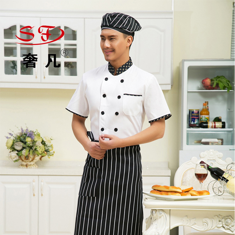 新款厨师服酒店春季厨师服夏季工作服短袖白色详情图3