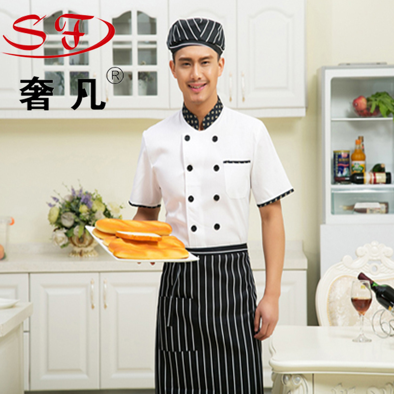 新款厨师服酒店春季厨师服夏季工作服短袖白色详情图2