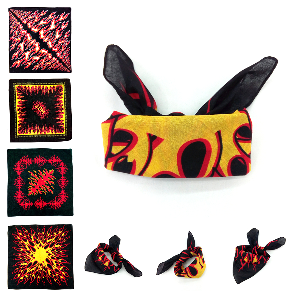 Pure cotton 55-cm headscarf for outdoor cycling multi-functional custom changeable headscarf flame thumbnail
