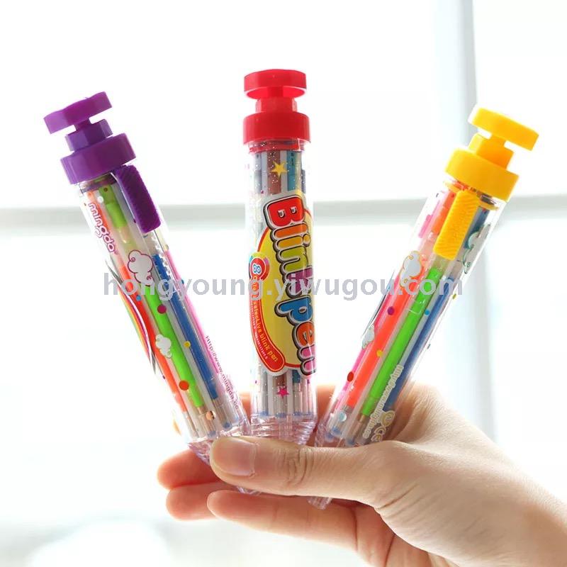 Creative multi-color press highlighter flash crayon pastel crayon Korean stationery