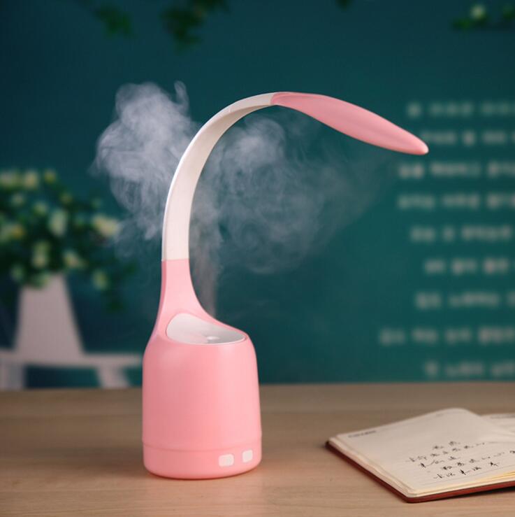 Humidifier, eye-protecting desk lamp, led learning and reading desk lamp, USB charging touch spray, night light