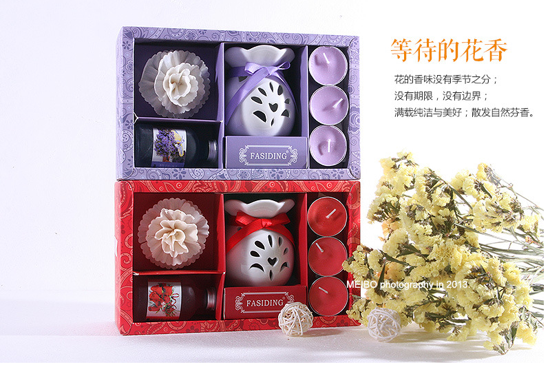 陶瓷香薰炉套装批发 创意镂空干花香薰炉 家居装饰工艺品摆件