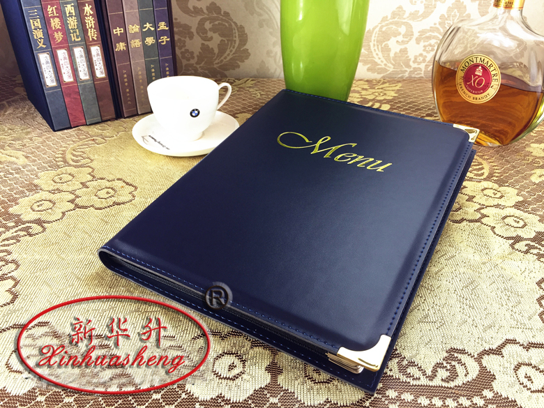 高档餐馆A4皮革菜谱封皮餐厅菜单本餐桌菜单夹点菜夹价