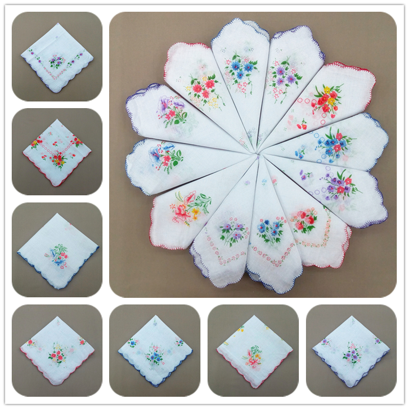 30 cm classic old white crescent printed lady's cotton handkerchief handkerchief mixed thumbnail