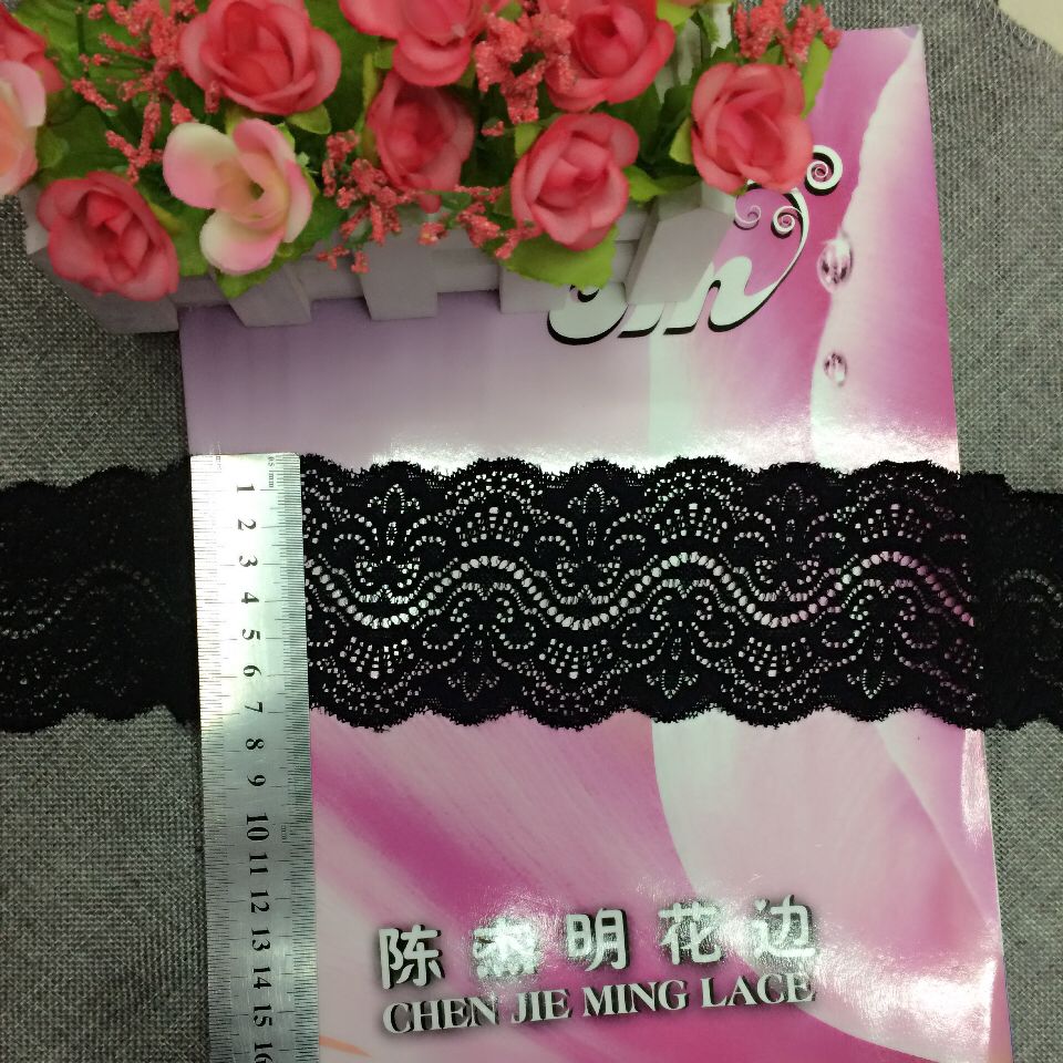 The small edges of the lace stretch trim can be customized in multiple colors Specification image