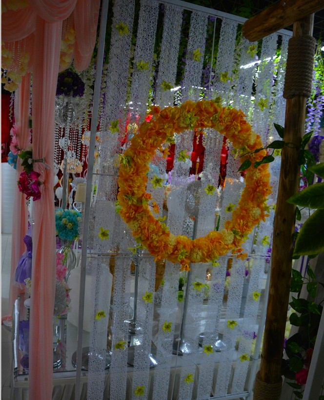 2017新款屏风道具百搭造型花型背景装饰圆形花篮屏风架婚庆产品图
