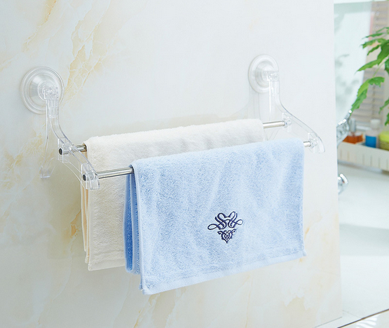 Ceramic tile wall suction tray drying stainless steel tube suction towel rack (double tube) TV TV shopping