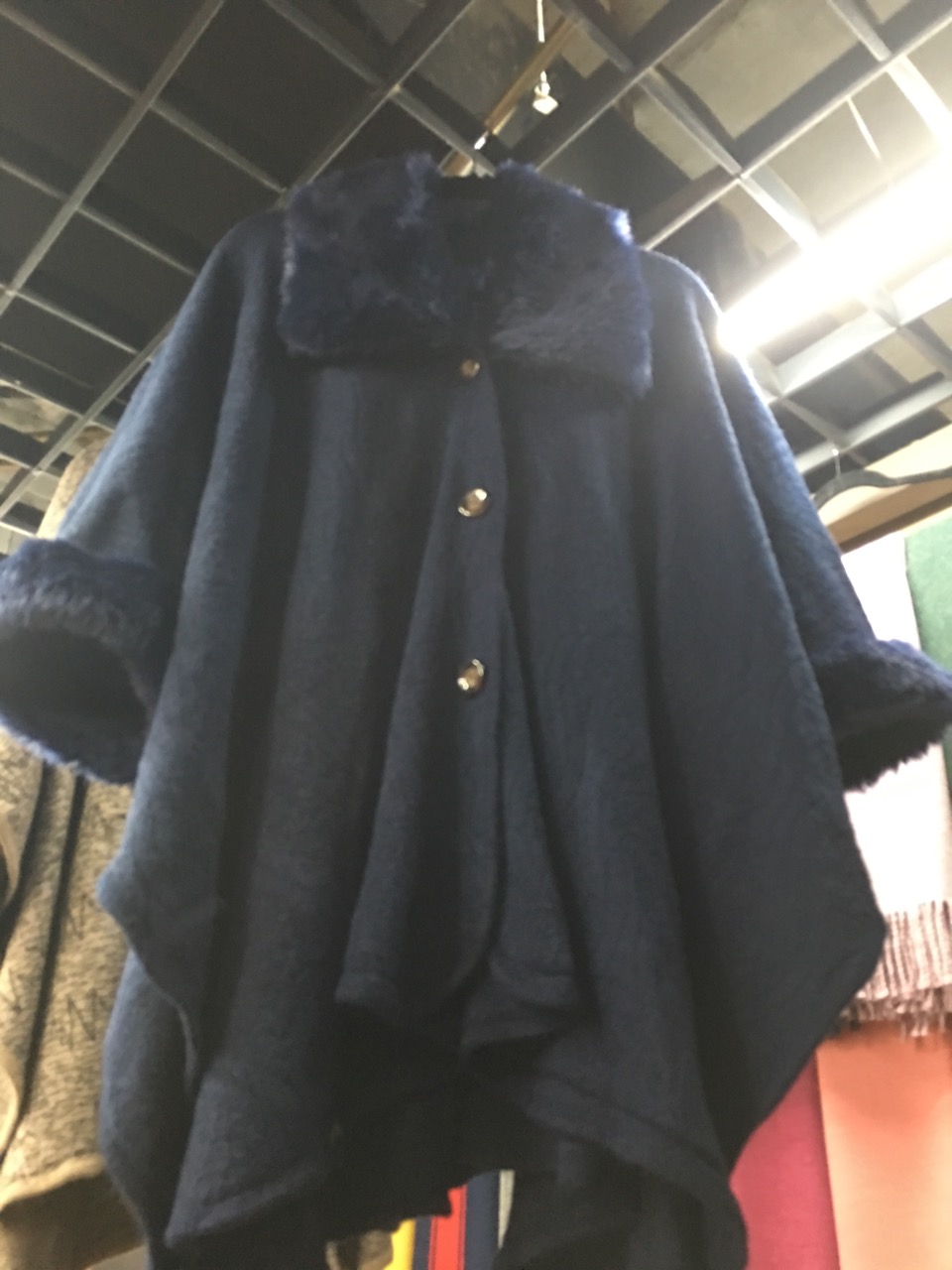 Fake Fur Cape Cardigan Fake Fur Button Cardigan