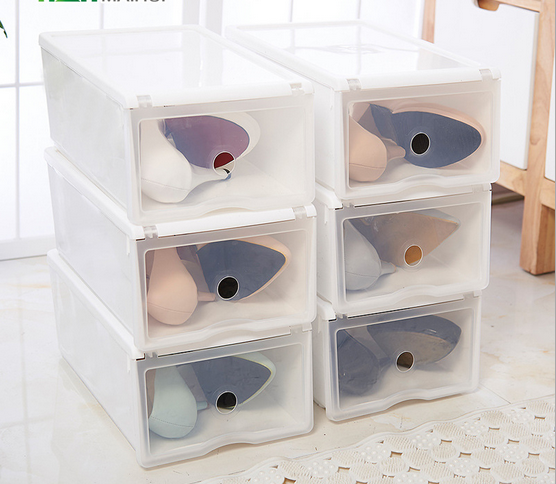 Clamshell thickened plastic storage box Transparent drawer type shoebox storage shoebox 6 with TV TV shopping