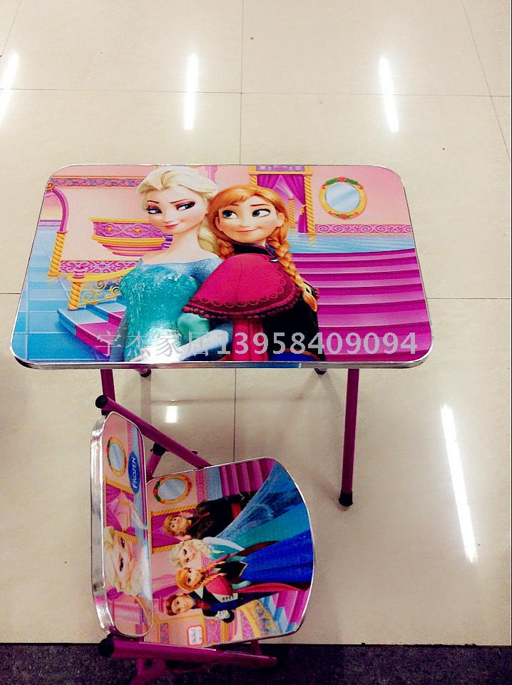 Folding desks, student desks, cartoon double-sided desks and chairs, student study desks Specification image