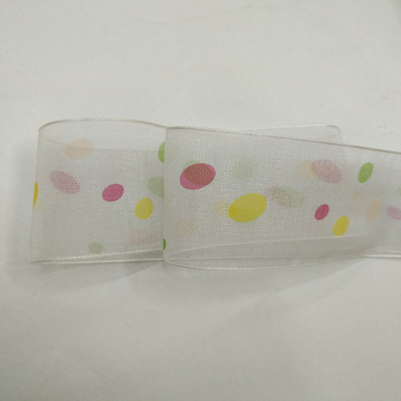 12分4公分三色印点粗边纱带头饰服饰蝴蝶结纱带辅料产品图