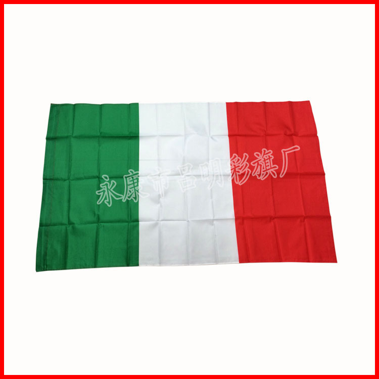 供应90*150cm春亚纺意大利国旗 厂家热销丝网印刷旗帜