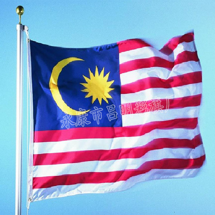供应90*180cm马来西亚国旗 涤沦75D旗帜产品图