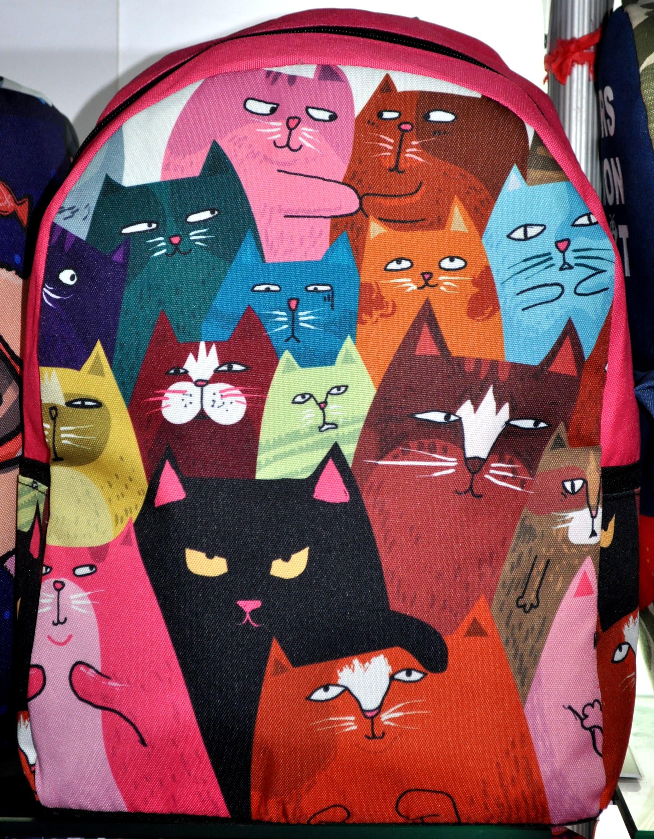 韩版新款原创猫咪印花可爱书包中大学生双肩包男女学院风校园背包