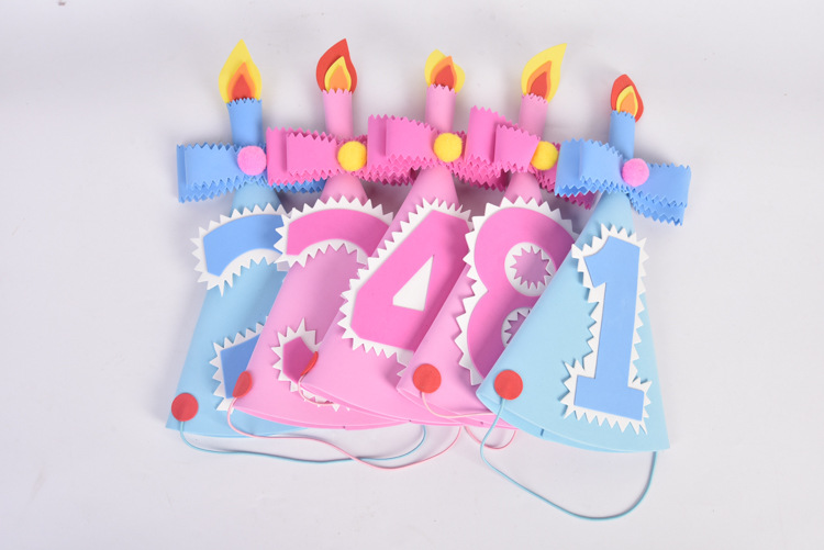 儿童成人生日蛋糕装饰插旗派对聚会卡通个性创意eva数字帽图