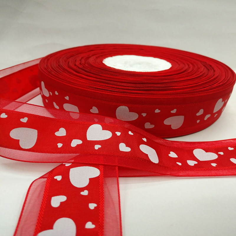 12 minutes and 4 cm heart-shaped dot middle satin edge gauze head decoration clothing bow gauze ribbon accessories Application Scenario