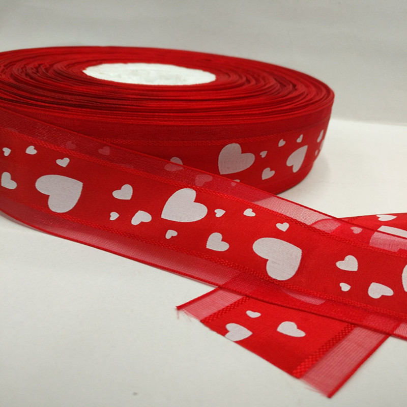 12 minutes and 4 cm heart-shaped dot middle satin edge gauze head decoration clothing bow gauze ribbon accessories