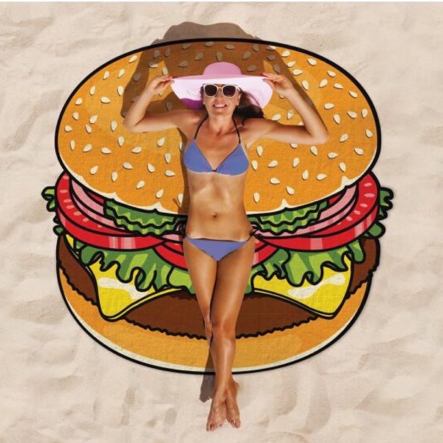 European and American style foreign trade beach towels, shawls, acrylic, Amazon, hamburgers, pizzas, doughnuts, French fries and other polyester