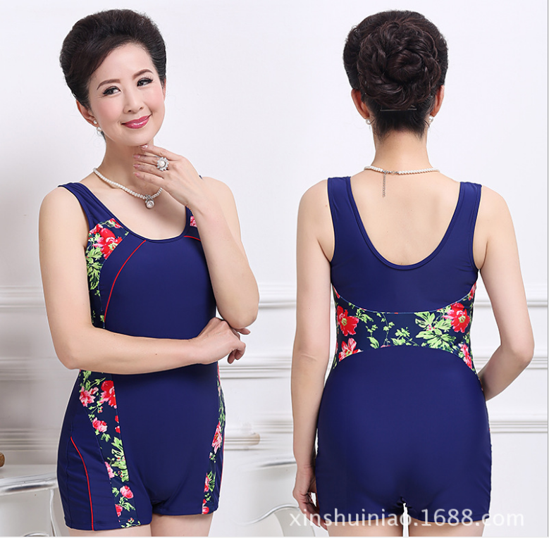Ladies conservative Hot Spring flat corner large size hot spring swimsuit details Picture