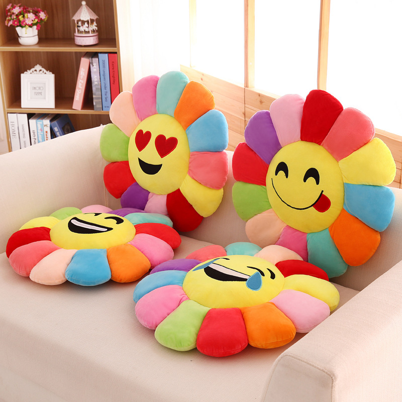 Cartoon Qq Expression Sunflower Cushion Office Stool Table Chair Plush Throw Pillow Cushion Specification drawing