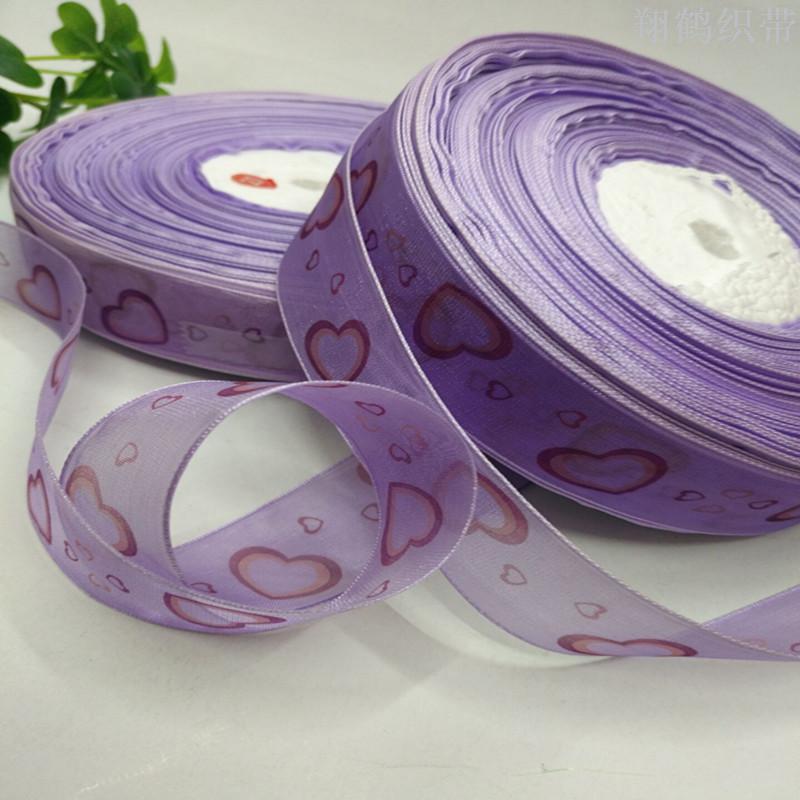 8 en 2.5 cm corazón hilo impreso con adornos para el pelo ropa caja de regalo embalaje cinta accesorios details Picture