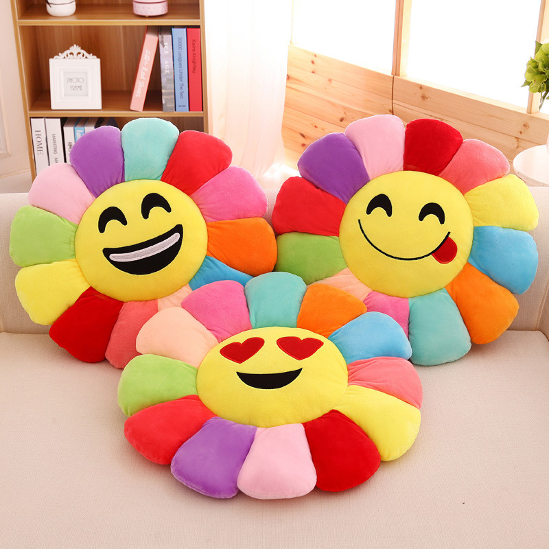 Cartoon Qq Expression Sunflower Cushion Office Stool Table Chair Plush Throw Pillow Cushion Application Scenario