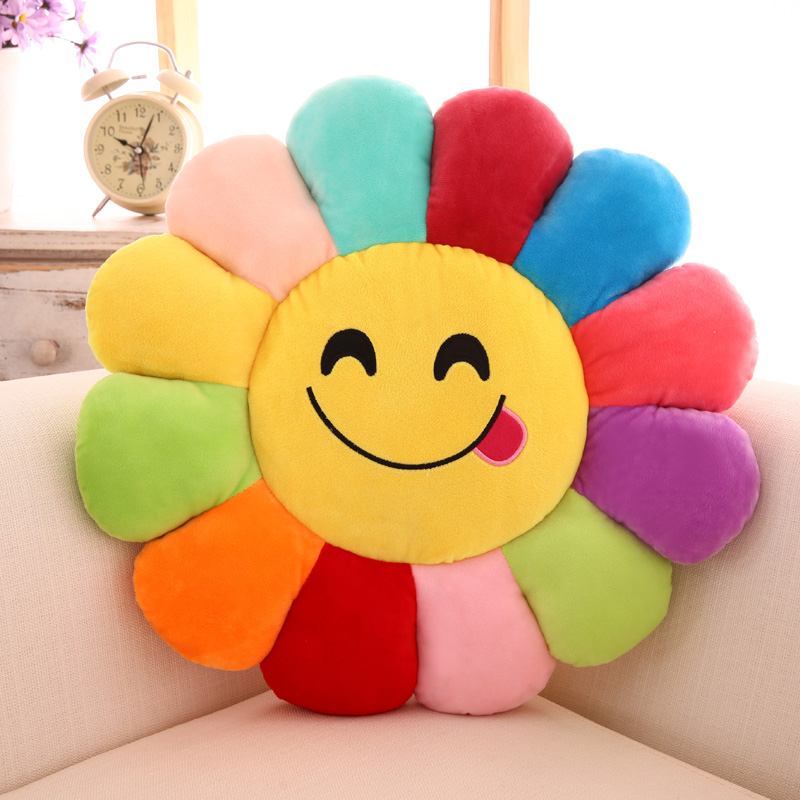 Cartoon Qq Expression Sunflower Cushion Office Stool Table Chair Plush Throw Pillow Cushion details Picture