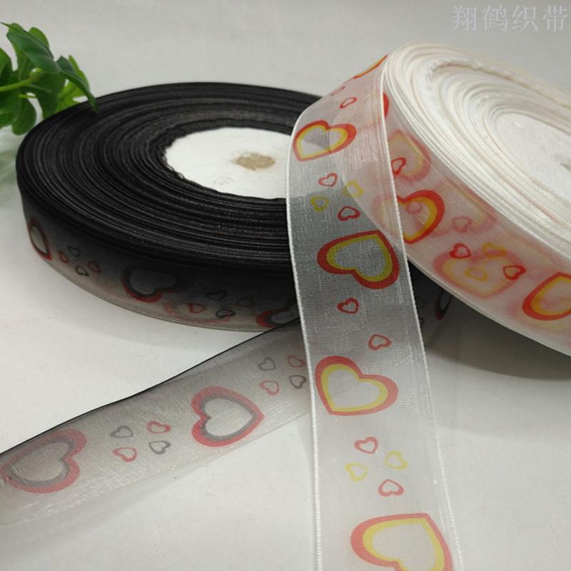 8 en 2.5 cm corazón hilo impreso con adornos para el pelo ropa caja de regalo embalaje cinta accesorios Specification image