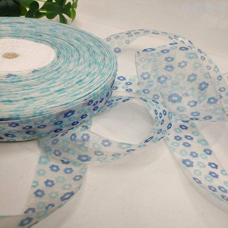 8 minutes 2.5 cm blue floral printed tulle headpiece clothing bow ribbon