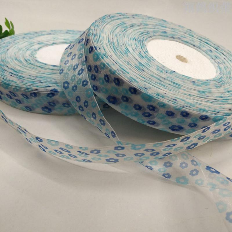 8 minutes 2.5 cm blue floral printed tulle headpiece clothing bow ribbon Specification image