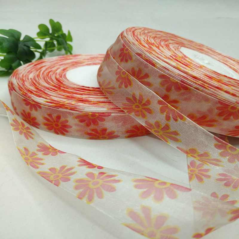 8 minutes 2.5 cm orange flower-patterned printed gauze headpiece clothing bow ribbon details Picture