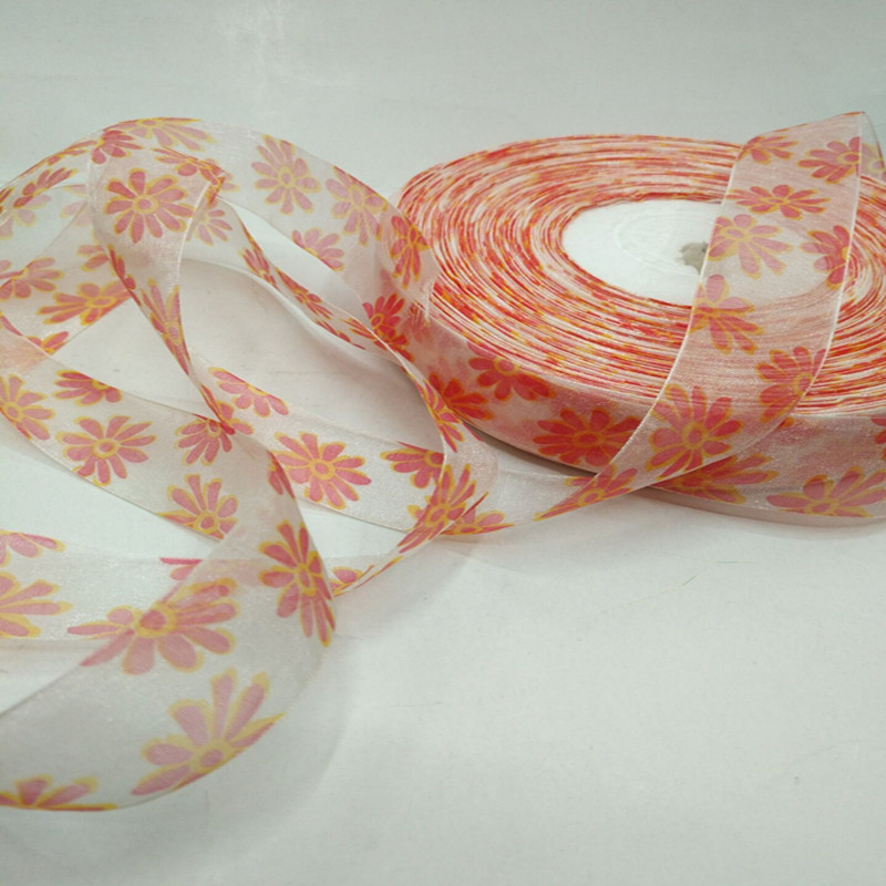 8 minutes 2.5 cm orange flower-patterned printed gauze headpiece clothing bow ribbon Specification image