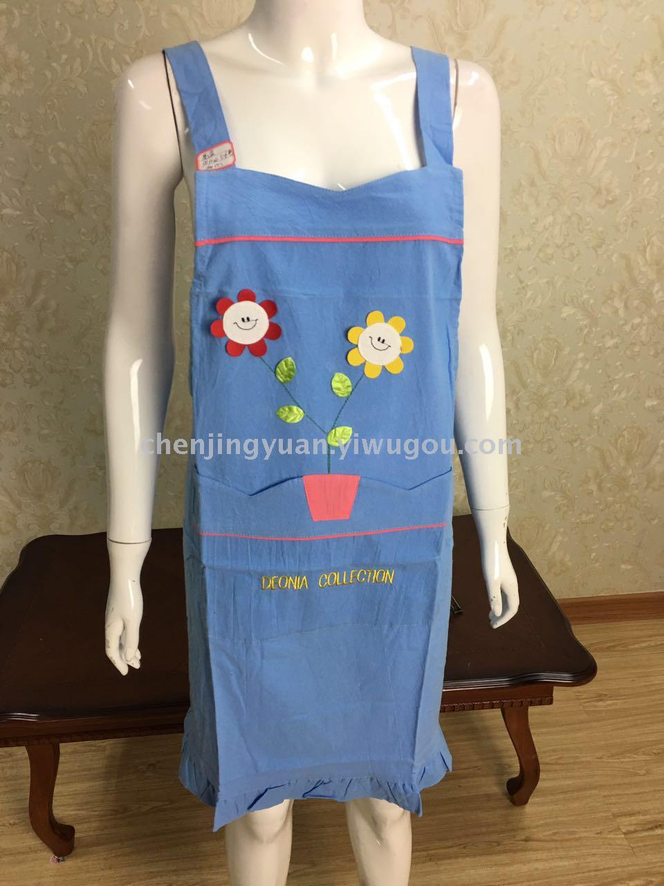 Cute cartoon lady apron, kitchen Korean-style all-cotton shoulder strap apron, kitten sleeveless apron Specification image