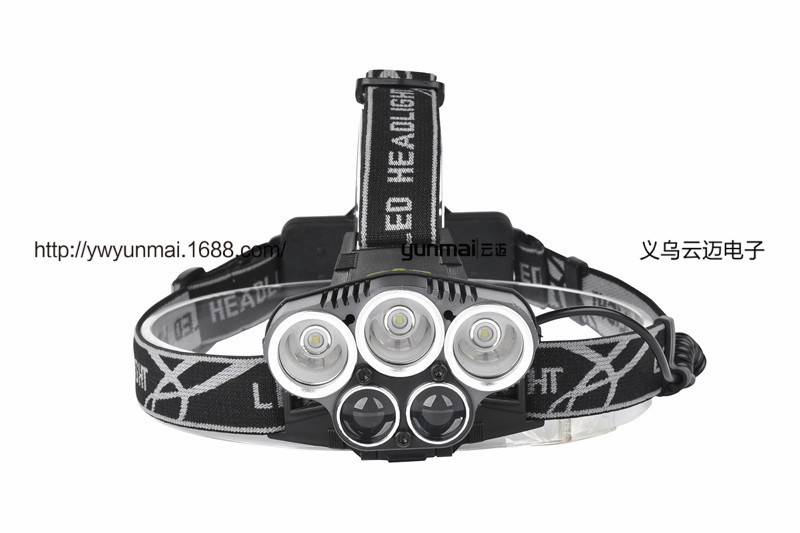 5LED强光头灯 3T6+2XPE蓝光多功能夜钓灯 矿灯产品图