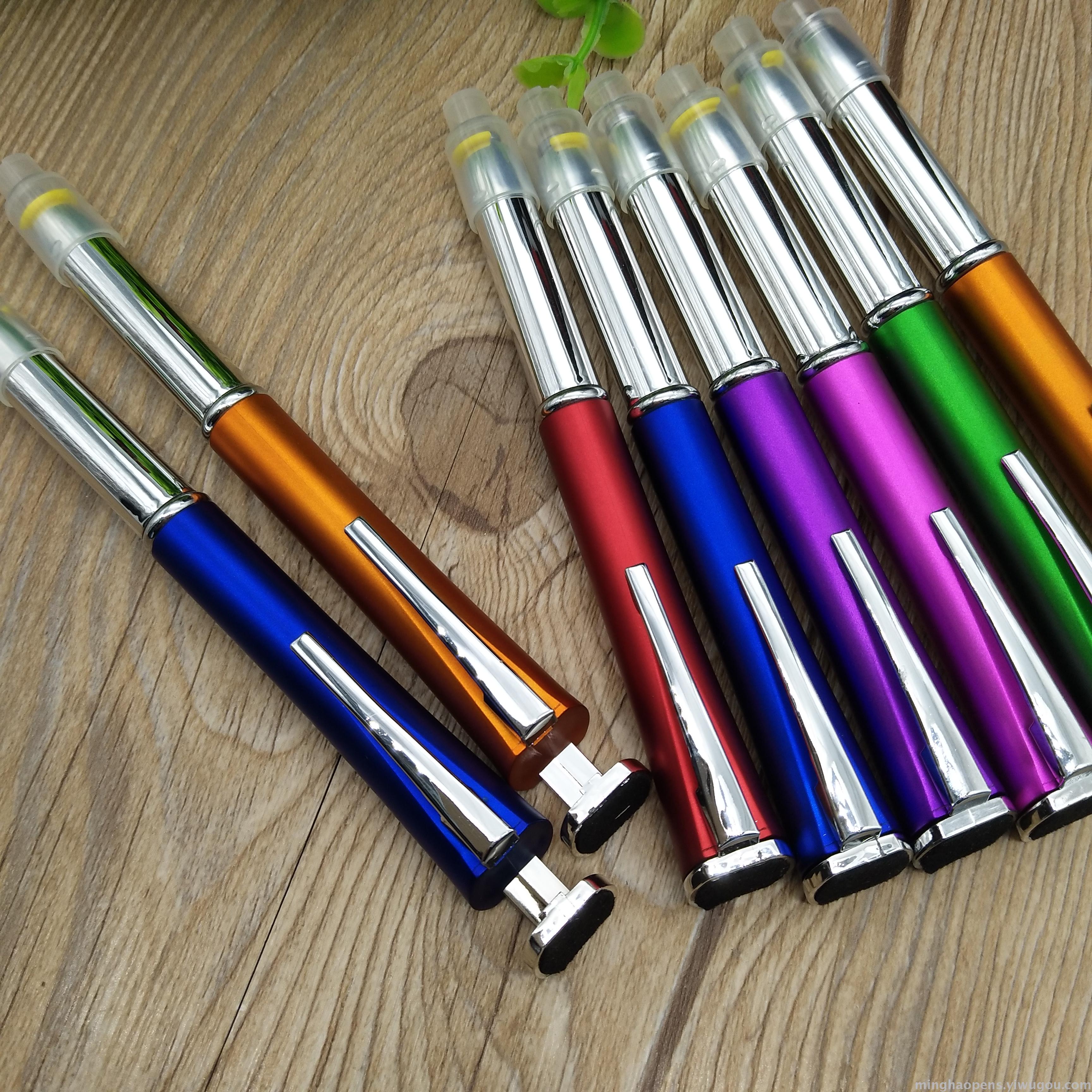 New LED light pen, mobile phone stand pen, three-in-one touch ballpoint pen, metal pen, ballpoint pen details Picture