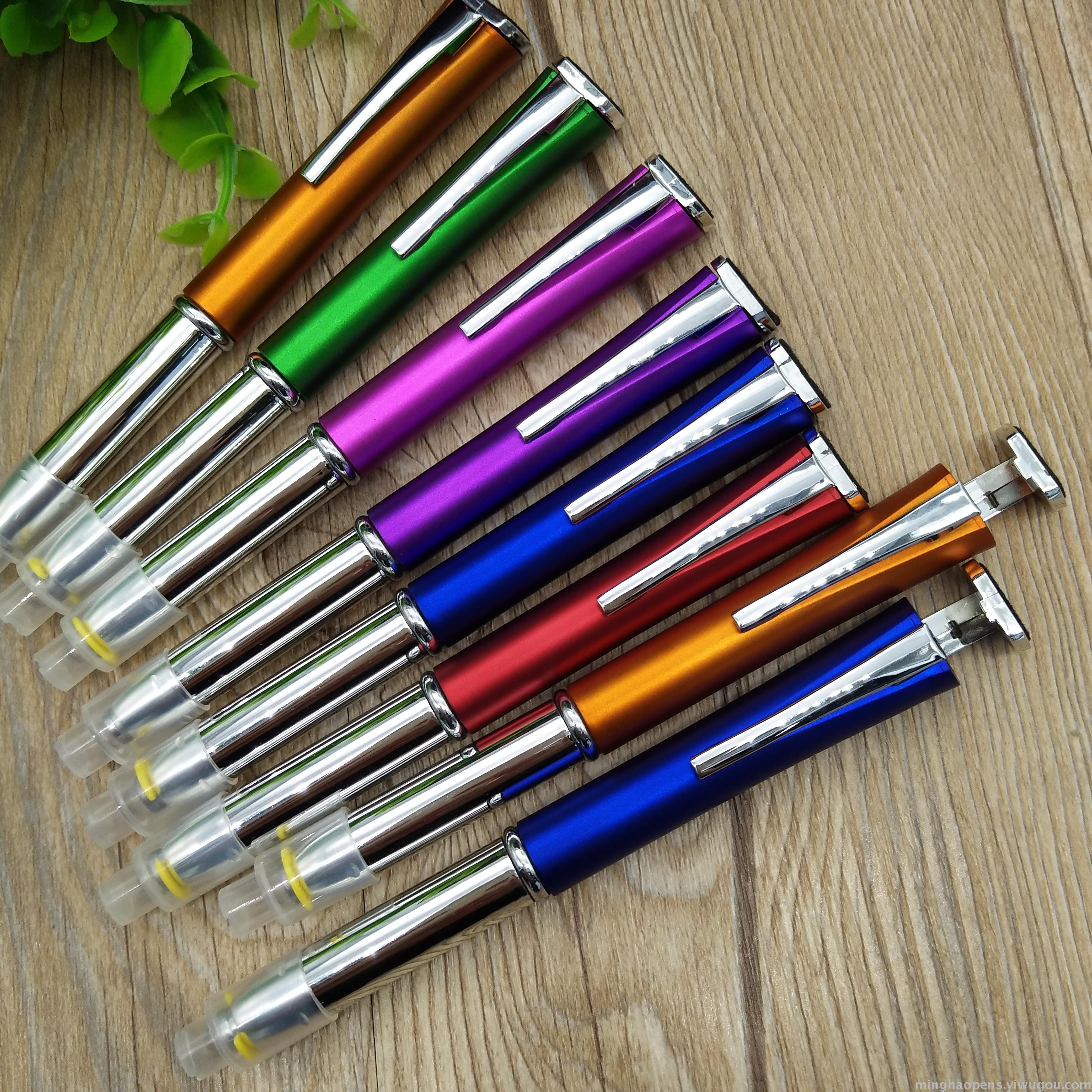 New LED light pen, mobile phone stand pen, three-in-one touch ballpoint pen, metal pen, ballpoint pen full figure